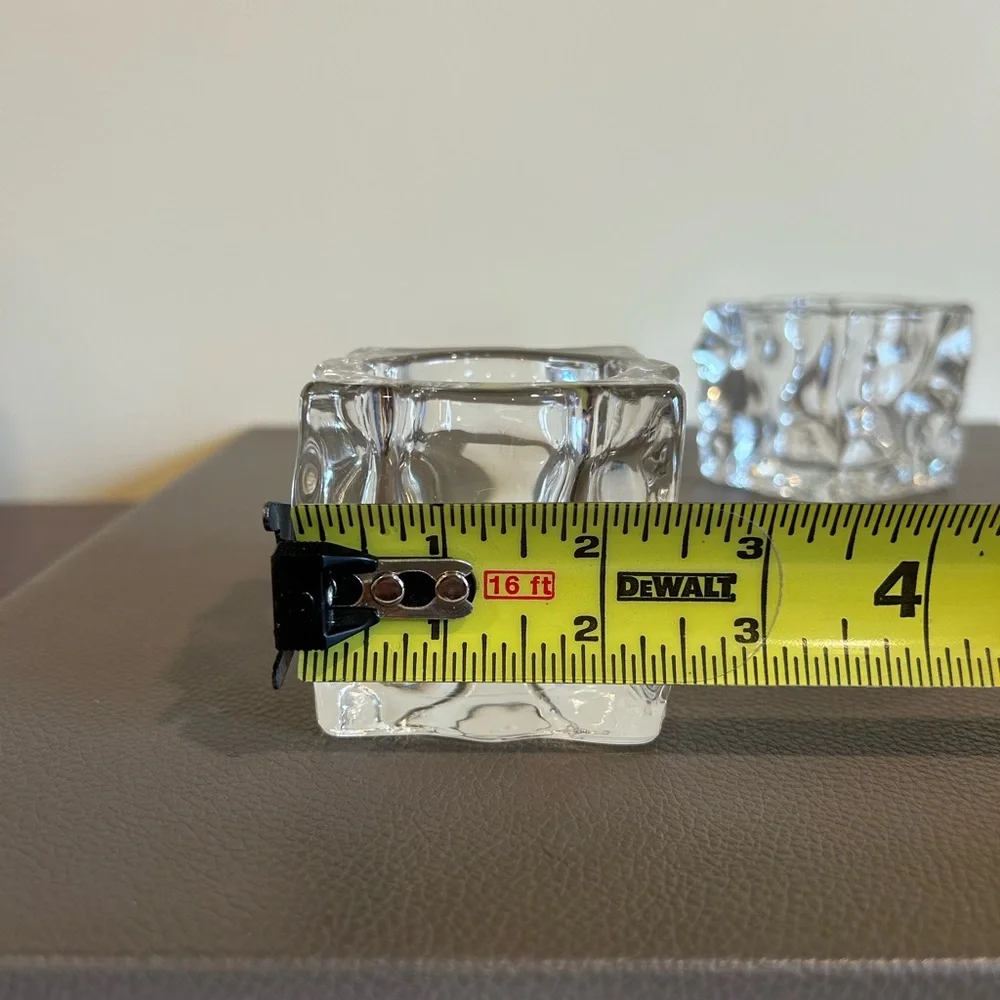 PartyLite Glacier Ice Cube Clear Glass Candle Holders - Set of 2